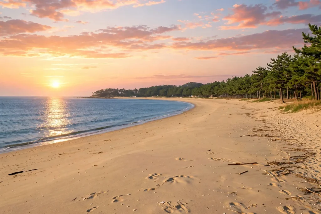 Sunrise over Gyeongpo Beach in Gangneung on South Korea's East Coast